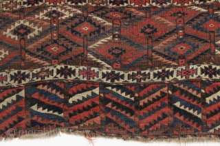 Antique yomud ensi. Rough but absolutely real older example, "as found", fresh from a New England home. Very dirty with wear and creases. All good natural colors. With some TLC this could  ...
