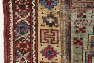 Early Turkish or perhaps Kurdish prayer rug. Interestingand unusual older example in very rough condition. Beautiful natural colors. Fleecy wool. Bits of old crude repair. Could be restored. Good age, ca. 1850.  ...