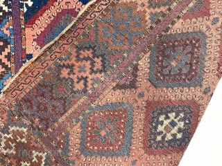 Antique east Anatolian yoruk or sarkisla rug with classic “baklava” design. Older example with fine weave and all natural colors featuring a pretty apricot ground. As found, dirty and in need of  ...