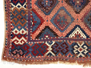 Antique east Anatolian yoruk or sarkisla rug with classic “baklava” design. Older example with fine weave and all natural colors featuring a pretty apricot ground. As found, dirty and in need of  ...