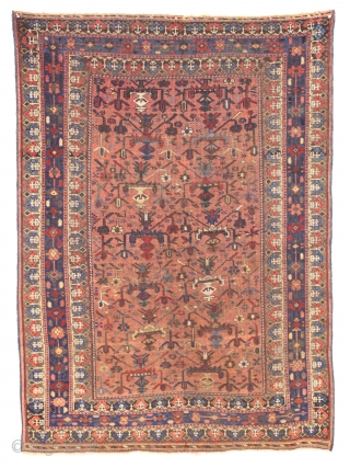 Antique afshar. Interesting design. All good natural colors. Thin and fine but all there. 19th c. 3'8" x 5'2"              