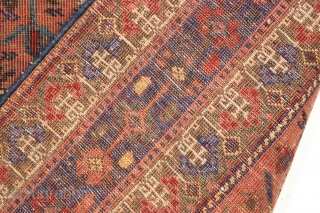 Antique afshar. Interesting design. All good natural colors. Thin and fine but all there. 19th c. 3'8" x 5'2"              