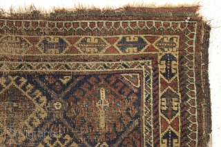 Antique baluch rug. The mythical baluch that costs less than a family dinner. Rough as shown. 19th c. 3' x 4' 11"           