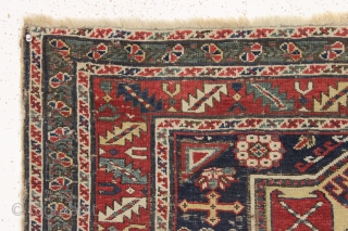 antique caucasian shirvan rug. Nice older example fresh picked in New England this week. As found, very dirty with even low pile and heavily oxidized browns. Original sides. All natural colors. Few  ...