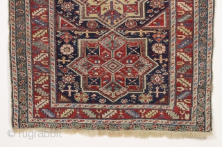 antique caucasian shirvan rug. Nice older example fresh picked in New England this week. As found, very dirty with even low pile and heavily oxidized browns. Original sides. All natural colors. Few  ...