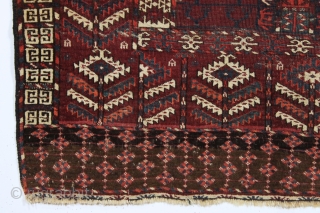 antique tekke ensi. Fresh New England find this week. AS found, reasonably clean with good even low pile and good edges, few creases. Colors appear all good although difficult to photograph. Nice  ...