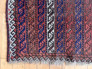 Must like stripes. Baluch balisht and rug with similar striped or cane design. Some wear as shown. Both dirty. 35” x 49” and 22” x 40” two for the price of one.  ...
