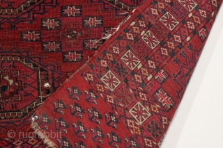 Antique Tekke chuval. Fresh example of a classic design. All good colors with a radiant field. All wool, no cotton or silk. Even low pile as shown. Sides rough. No repairs. Could  ...