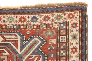 Antique lenkoran rug. Nice soft colored ground with pretty yellows and greens. Not to long, not to short, just right. Condition issues but ample pile for repair. "as found", very very dirty.  ...