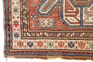 Antique lenkoran rug. Nice soft colored ground with pretty yellows and greens. Not to long, not to short, just right. Condition issues but ample pile for repair. "as found", very very dirty.  ...