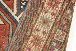 Antique lenkoran rug. Nice soft colored ground with pretty yellows and greens. Not to long, not to short, just right. Condition issues but ample pile for repair. "as found", very very dirty.  ...