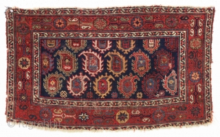 Early afshar bagface. Eye catching design. Superb natural colors. Oxidized browns. Good age, ca. 1860 - 1880. 19" x 31"             