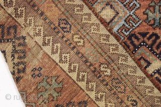 antique baluch rug. Not all there but what is there is very nice. All natural colors. Good age, ca. 1875 or earlier. 3'2" x 5'3"        