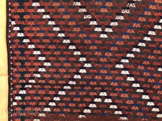 Turkman flat woven tent band long fragment. All good natural colors.  In good condition with very slight scattered wear. Reasonably clean with nice supple handle. Not something you see often. 19th  ...