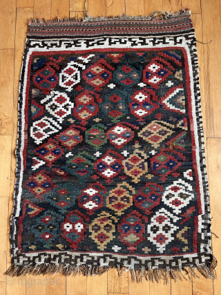 Here’s looking at you. Mysterious small flat weave. I assume it’s tribal Persian but unlike anything I have handled before. Interesting back. Doesn’t look or feel like slit tapestry, more like soumak.  ...