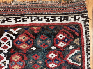 Here’s looking at you. Mysterious small flat weave. I assume it’s tribal Persian but unlike anything I have handled before. Interesting back. Doesn’t look or feel like slit tapestry, more like soumak.  ...