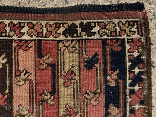 Antique Anatolian yastik. Interesting design. All natural colors. Rough condition as shown. Priced accordingly. As found, could use a good wash. Good age. 19th c. 21” x 38”     