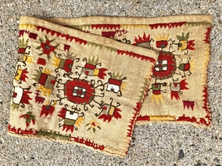 Charming little textile. Uzbek? Looks like mostly cotton or linen with silk highlights ( white and light beige ). Spending time cleaning my closed shop. Found this piece hiding under the piles.  ...