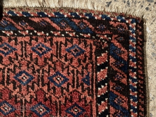 Antique Baluch balisht with full thick pile and good natural colors. Original selvages. Reasonably clean. Nice little weaving. ca. 1900. 17” x 35”.          