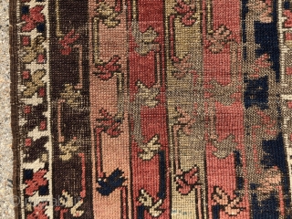 Antique Anatolian yastik. Interesting design. All natural colors. Rough condition as shown. Priced accordingly. As found, could use a good wash. Good age. 19th c. 21” x 38”     