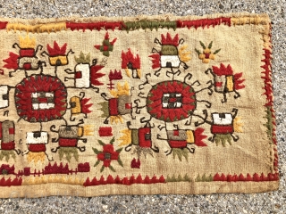 Charming little textile. Uzbek? Looks like mostly cotton or linen with silk highlights ( white and light beige ). Spending time cleaning my closed shop. Found this piece hiding under the piles.  ...