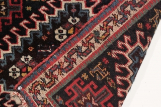 Antique Persian bagface with full thick pile and lustrous wool. Nice design featuring a terrific plain woven end with a charming camel train. All good natural colors including a rich aubergine, a  ...