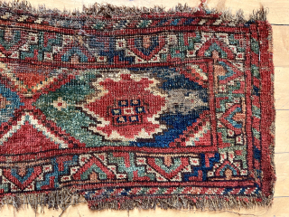 Early turkman ersari torba or kap with ikat inspired design. All natural colors featuring large areas of lovely real greens.  Coarse weave with lustrous wool. Pile varies from good real medium  ...