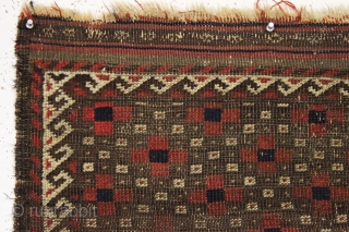 humble little antique baluch rug with a charming design I have never seen before. Thin but intact. Nice small size. 19th c. 2'3" x 3'7"        