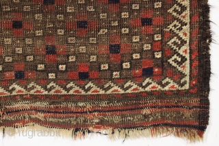 humble little antique baluch rug with a charming design I have never seen before. Thin but intact. Nice small size. 19th c. 2'3" x 3'7"        