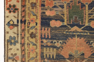 early northwest persian or kurdish rug. Strange and mysterious remnant, probably a fragment. "As found", very dirty with scattered old repairs and likely missing an outer border. Compelling. ca. 1850, possibly earlier.  ...