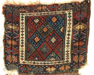 Complete pair of Antique Jaf Kurd bags. Very unusual border. Good pile. All good natural colors featuring a fine yellow and an unusual good apricot orange. Rough edges, some damages as shown.  ...