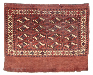 Antique yomud chuval. Nice older chuval with beautiful all natural colors. Fine weave and blanket like handle. Very delicate minor guls. Allover even pile with no repairs. Clean. ca. 1875. 2'8" x  ...