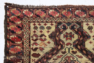 Antique ersari beshir prayer rug. Interesting, somewhat simple or primitive version of an iconic design. All natural colors. Coarse weave with slight creasing. Some scattered old repairs of varying quality. Not a  ...