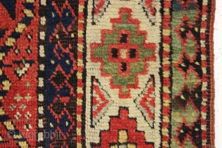 antique kazak rug with an interesting allover design and a wide range of beautiful colors. "As found", in mostly good pile with a few small creases (you can see an old crude  ...