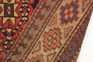 antique kazak rug with an interesting allover design and a wide range of beautiful colors. "As found", in mostly good pile with a few small creases (you can see an old crude  ...