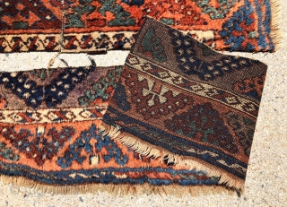 Antique east Anatolian rug fragments. Two pieces from the same old “baklava” rug. Thick meaty pile. Good natural colors. Study or project pieces. Priced accordingly. Good age. 19th c. 9” x 39”  ...