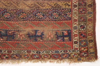 antique kurd bidjar rug. Quirky little rug with a field of all border designs. "as found", very very very dirty and with wear and roughness as shown. Priced accordingly. No idea what  ...