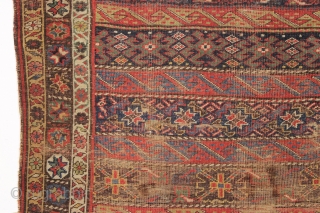 antique kurd bidjar rug. Quirky little rug with a field of all border designs. "as found", very very very dirty and with wear and roughness as shown. Priced accordingly. No idea what  ...