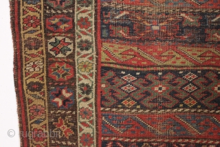antique kurd bidjar rug. Quirky little rug with a field of all border designs. "as found", very very very dirty and with wear and roughness as shown. Priced accordingly. No idea what  ...