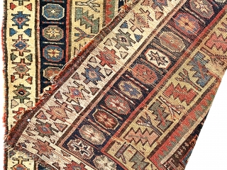 Antique northwest Persian Kurdish rug with a well known but uncommon older design. Pile varies from decent medium to very low with areas of wear showing foundation. All excellent natural colors featuring  ...