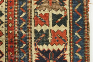 Antique caucasian Sewan rug. Early example. Thin with wear "as found". All good natural colors including a deep green center medallion. Heavy oxidation. Washed but no repairs. Structurally sound. Mid 19th c.  ...