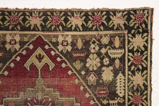 antique karrabaugh rug in kit form. "as found", dirty and fragmented. Buy one or both for more excitement. some assembly may be required. Not guaranteed to be complete. 19th c. 4'1" x  ...