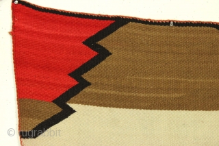 Older native American Navajo rug. Very bold and colorful. Good condition. Vibrant red but no dye run. All wool. Soft and supple. Could use a careful wash. Early 20th c.? 2' 10"  ...