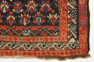 antique small caucasian rug with an attractive design and some unusual features. Good overall pile and all natural colors including a most unusual blue ground which appears to be natural brown wool  ...