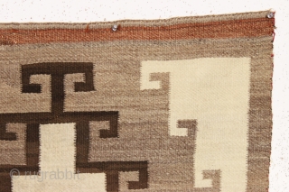 antique little navajo rug with an attractive design. Soft blanket like handle. Reasonably clean and in decent condition. I see one small sewn up repair visible in closeup back pic. late 19th  ...