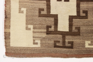 antique little navajo rug with an attractive design. Soft blanket like handle. Reasonably clean and in decent condition. I see one small sewn up repair visible in closeup back pic. late 19th  ...