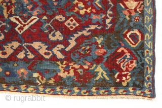 antique caucasian seichour rug. Older example with highest quality wool and colors. Eye dazzling design with eccentric and complex drawing. Thin and supple with a blanket like handle. Vibrant saturated colors. Reasonably  ...