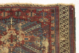 antique zejwa kuba rug. What remains of a classic kuba type rug. "as found", extremely dirty and with much wear and edge loss. Priced accordingly. Under all that dirt are good colors  ...