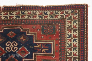 large early lori pombak kazak with crisp drawing and excellent color. "As found", very very dirty with even pile, original selvages, some scattered wear and light corner staining as shown. I don't  ...
