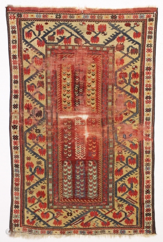 early melas rug. words fail. 1st half 19th c. 3'5" x 5'3"                     